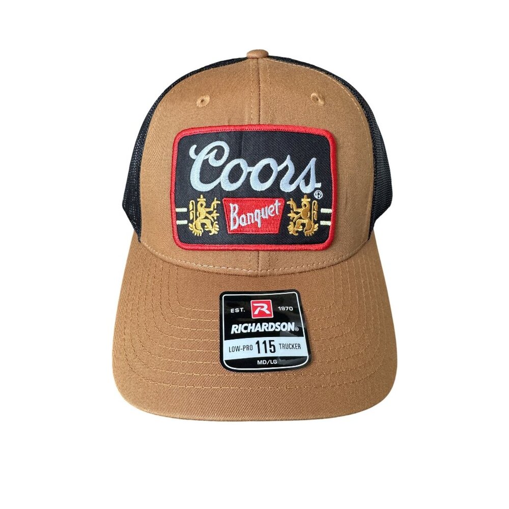 Coors Banquet Patch on Richardson 115 Trucker Hat Snapback Brown
